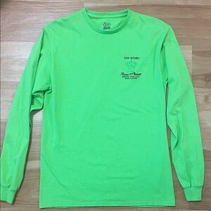 Pizza Planet Neon Green Long Sleeve Tee